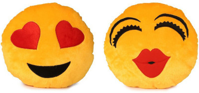

Worthyy Enterprises Heart Eyes Smiley And Kiss Smiley Cushion, Yellow - 35 cm(Pink)