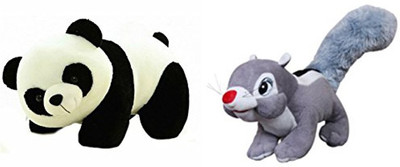 

Worthyy Enterprises Panda (26 Cm) And Squirrel(30 Cm)(Set Of 2) - 5 cm(Pink)