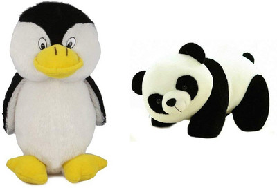 

Worthyy Enterprises Penguin And Panda Soft Toy, Multi Color - 13 cm(Pink)
