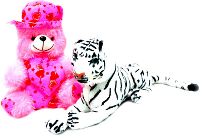 

Riva soft teddy bear and white tiger combo ( pink and white30 cm) - 30 cm(Pink, White)