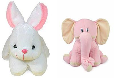 

Worthyy Enterprises Character Rabbit Soft Toy And Pink Elephant (25 Cm) - 15 cm(Pink)