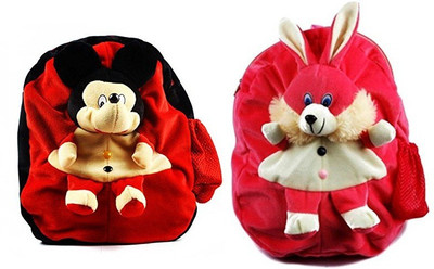 

SRS Bag For Kids Rabbit & Micky Soft Plush Backpack For Small Kids - 35 cm(Multicolor)