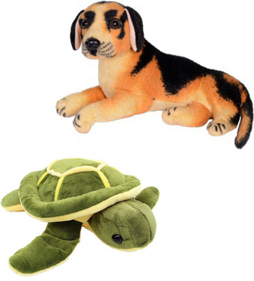 

MEGAEMART BLACK DOG AND TORTOISE ANIMAL SOFT TOY PACK OF 2 - 30 cm(Multicolor)