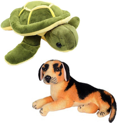 

MEGAEMART BLACK DOG AND TORTOISE ANIMAL SOFT TOY PACK OF 2 - 40 cm(Multicolor)