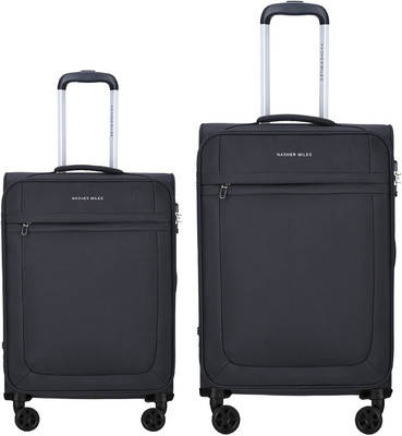 

Nasher Miles Equator Soft Sided Ultra-Light (4.6 Kgs) Luggage Set of 2 Black Bags (45 & 57 Cm) Check-in Luggage -  inch(Black
