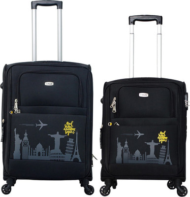 

Timus SALSA Black 55 & 65 CM 4 Wheel Trolley Suitcase For Travel Set of 2 (Medium Check-in Luggage) Expandable Check-in Luggage -  inch(Black