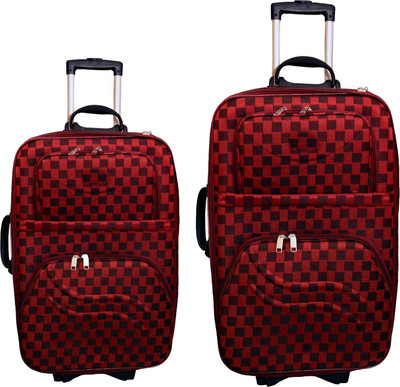 

Aqeeq Stylish Vintage Combo Trolley Set 20" & " Check-in Luggage Bag Expandable Check-in Luggage -  inch(Red