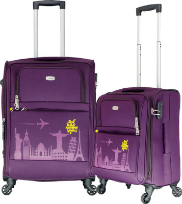 

Timus SALSA 55 & 65 CM Wine 4 Wheel Trolley Suitcase For Travel Set of 2 Expandable Check-in Luggage -  inch(Purple