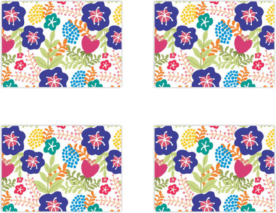 GIFTSMATE Rectangular Pack of 4 Table Placemat(Yellow, Cotton)