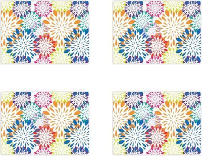 GIFTSMATE Rectangular Pack of 4 Table Placemat(Yellow, Cotton)