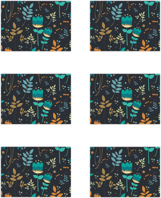 GIFTSMATE Rectangular Pack of 6 Table Placemat(Green, Cotton)