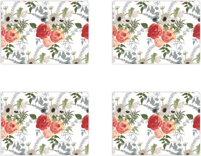 GIFTSMATE Rectangular Pack of 4 Table Placemat(Orange, Cotton)