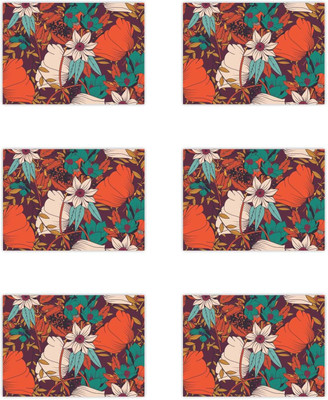 GIFTSMATE Rectangular Pack of 6 Table Placemat(Red, Cotton)