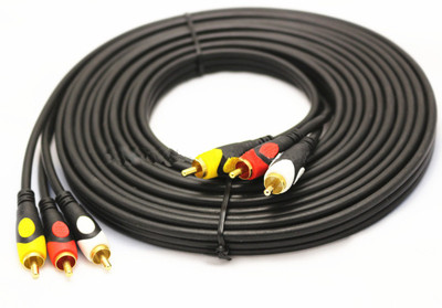 

DazzelOn TV-out Cable 10 Meter 3 RCA TO 3 RCA Audio Video Cable Copper AV Cable(Black, For TV, 10)