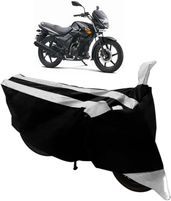 Purpleheart Two Wheeler Cover for TVS(Flame DS 125, Black, Silver)