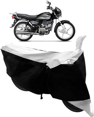 Purpleheart Two Wheeler Cover for Hero(Splendor Plus, Black, Silver)