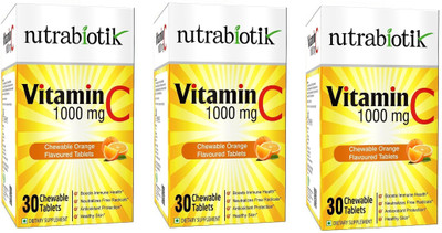 

Nutrabiotik Vitamin C 1000mg, 30 Chewable Orange Flavoured Tablets - Buy 1 Get 2 Free(1000 mg)