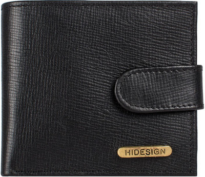 Hidesign Men Black Genuine Leather Wallet(12 Card Slots)