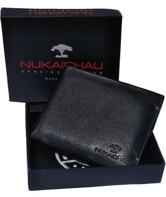 

Nukaichau Men Black, Brown Genuine Leather Wallet(8 Card Slots), Black;brown inside