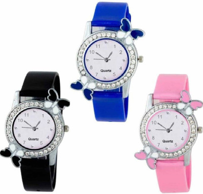 TimE GP New Beautiful Butterfly Style Colorful Combo Kids Watch Stylish 3 Women Watch - For Girls Analog Analog Watch - For Boys & Girls