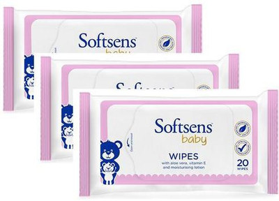 Softsens Baby Wipes (Pack of 20x3)(60 Pieces)