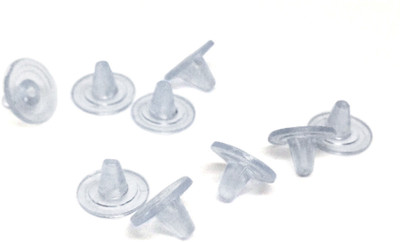 

Aumni Crafts Rubber Plastic Earring Stoppers 8x5mm Cone Transparent White (Pack of 50 grams, 728 stoppers approx)