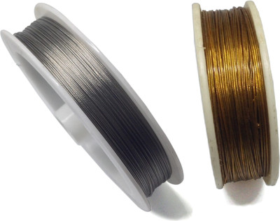 

Aumni Crafts Jewelry Making Gear Wire Steel Tiger Tail Wire 0.45mm (Gold Color - 50 Meter & Silver Color 50 Meter Combo)