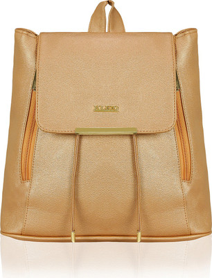 Kleio Stylish Trendy Metallic PU College Backpack for Travel For Women / Girls 1 Backpack(Gold), Pink