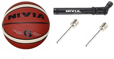 

Nivia Combo of Three, One 'Engraver' Basketball ,One Double Action Pump, and 2 Needle- Basketball - Size: (Pack of 1, Multicolor, Brown