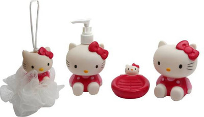 

Alwick Kids Lovely Bathroom Set Like Soap Dispenser, Soap Dish, Loofa, Toothbrush Holder Home Decorations Gift Set Bath Toy(Red)