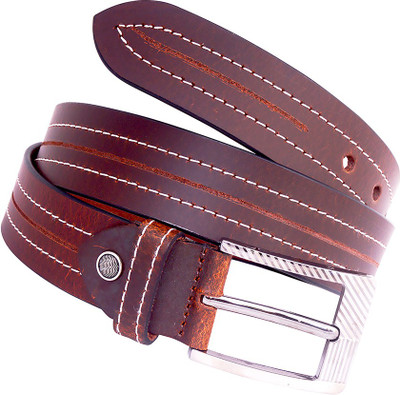 earnam Men Casual, Party, Evening Brown Genuine Leather Belt, Coffee