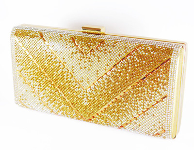 

Panachee Party White, Gold Clutch, Gold;white