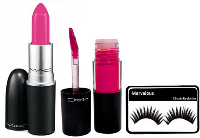 

Marvalous eyelashes & matte finish long lasting Lipstick with matte finish Stain A Lip Gloss(Set of 3)