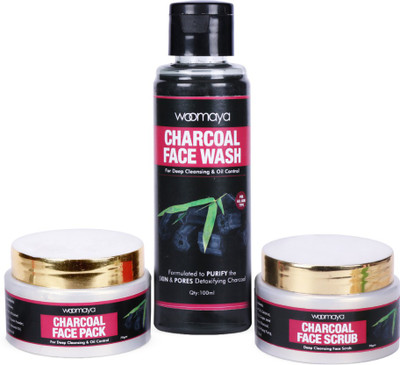 

Woomaya 3 In 1 Charcoal Grooming Combo - Charcoal Face Wash + Charcoal Face Pack + Charcoal Face Scrub(Set of 3)