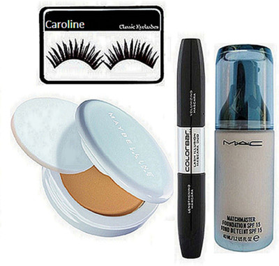 

caroline Eyelashes , Eyeliner And Mascara , Compact , Matchmaster Foundation(Set of 4)