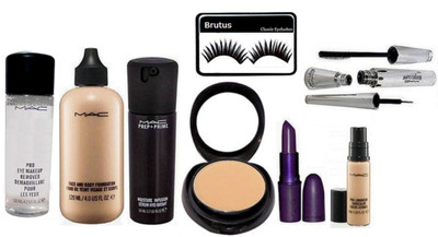 

BRUTUS Eyelashes, Mac Face and body Foundation, Pro Long Wear Concealer, Lipstick, Brook Candy Eyeliner & Mascara , Prep+prime Moisture Infusion Serum, Compact, Makeup Remover(Set of 9)