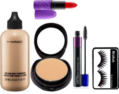 

BRUTUS Eyelashes, 2 way Compact, Face & Body Foundation, Haute & Naughty Mascara And Selena Lipstick(Set of 5)
