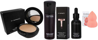 

divas beauty Sponge Puff&MAC prep+prime Moisture Infusion Serum, Studio Fix Compact With Hyper Real SPF 15 Foundation(Set of 4)