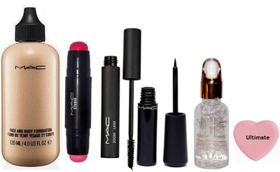 

Ultimate Silicon Puff With Face and Body Foundation, Double Shade Corrector Conter Stick, Zoom lash Mascara & Waterproof Eyeliner, Smoothig Silver Radiace Primer(Set of 6)