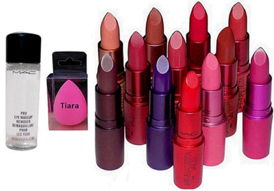 

tiara Spounge Puff , Giambattista valli Lipstick Pack Of 12 , Mac Makeup remover(Set of 14)