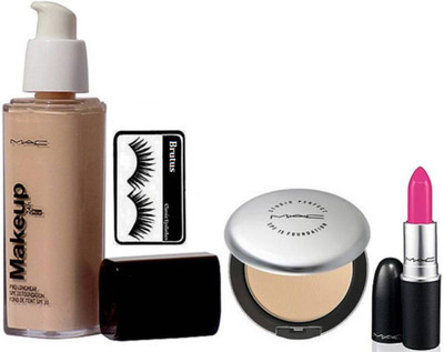 

BRUTUS Eyelashes, Mac Makeup Pro Longwear Foundation Spf 10,Studio Prefect Compact,Candy Yum-yum Lipstick(Set of 4)