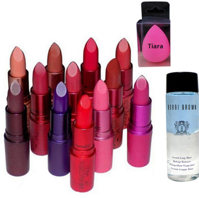 

tiara Spounge Puff , Lipstick Pack Of 12 , Bobbi Brown Long Wear Makeup Remover(Set of 14)