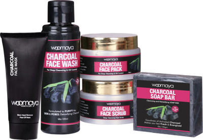 

Woomaya 5 in 1 Charcoal Grooming Kit - Charcoal Peel Off Mask + Charcoal Face Wash + Charcoal Face Pack + Charcoal Face Scrub + Charcoal Soap -(Set of 5)