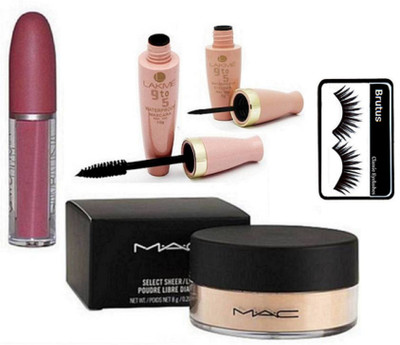 

BRUTUS Eyelashes,select sheer Loose Powder,Liquid Lip Gloss With 9to5 Waterproof Eyeliner & Mascara(Set of 5)