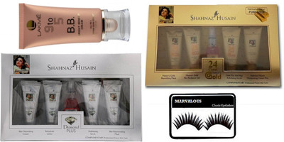 

Marvalous eyelashes , Diamond & Gold Facial Kit with BB bright benefit cream(Set of 4)