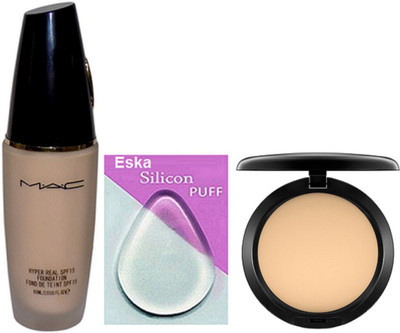 

eska Silicon Puff, Mac Hyper Real Foundation, Compact(Set of 3)