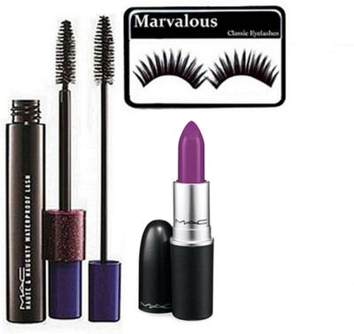 

Marvalous Eyelashes & Mac Matte Finish Herion Lipstick, Haute & Naughty Double Effect Mascara(Set of 3)
