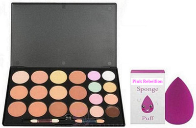 

Pink Rebellion Sponge puff & Mac 20 Shades Concealer palette(Set of 2)