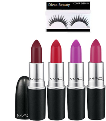 

DIVAS BEAUTY Eyelashes, Matte Finish LipsticK Set Of 4(Set of 5)
