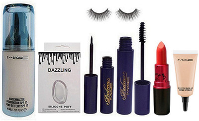 

Dazzling Silicon Puff & Matchmaster Foundation & Padma eyeliner & Mascara & Eyelashes & Lady Gaga Lipstick & Select Cover-Up(Set of 7)